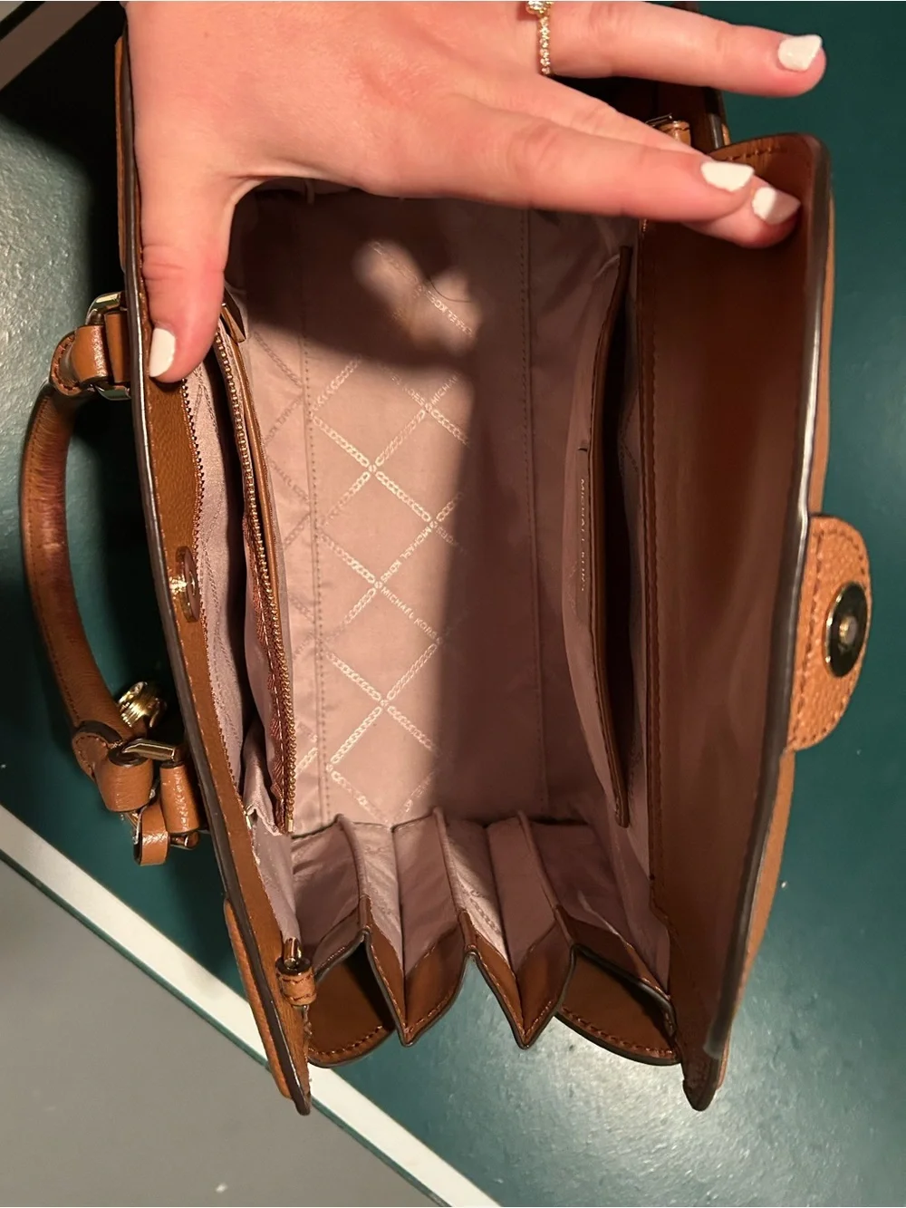 Michael Kors Brown/Tan Leather Purse with Detachable Strap